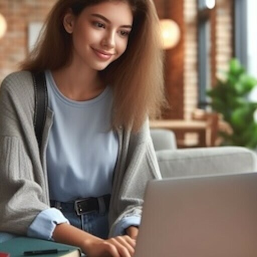College Student working .