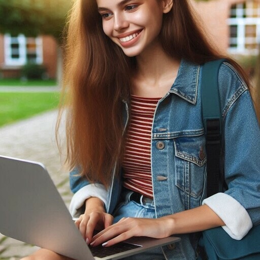 College Student working online
