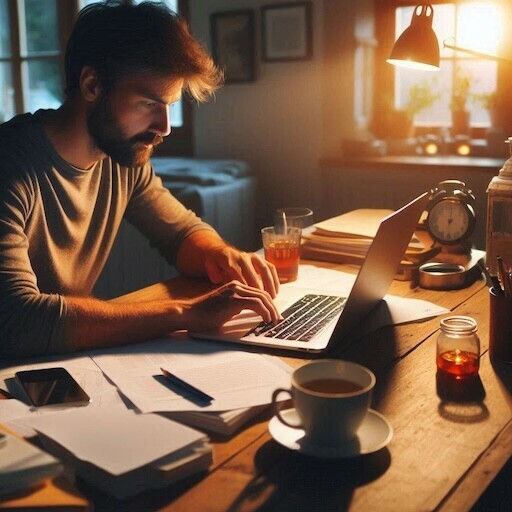 College Student utilizing time for online work.